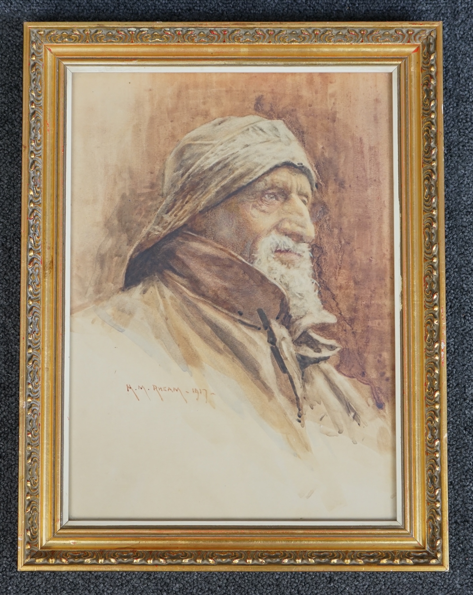 Henry Meynell Rheam (British 1859-1920), Portrait of an old fisherman, watercolour, 32 x 23cm